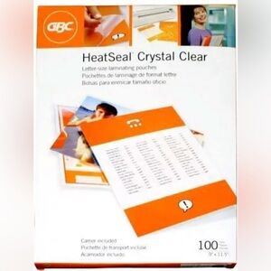 GBC HEAT SEAL CRYSTAL CLEAR LETTER SIZE 100 POUCHES NEW IN BOX